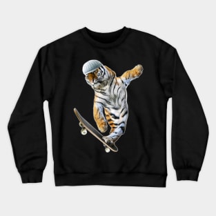 Tiger Tigers Skateboard Skating Skateboarding Funny Crewneck Sweatshirt